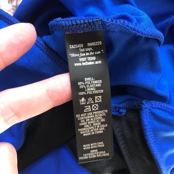 NEW NWT TED BAKER Ralinda halter one piece swimsuit size 12 cobalt blue plunge - Picture 9 of 10